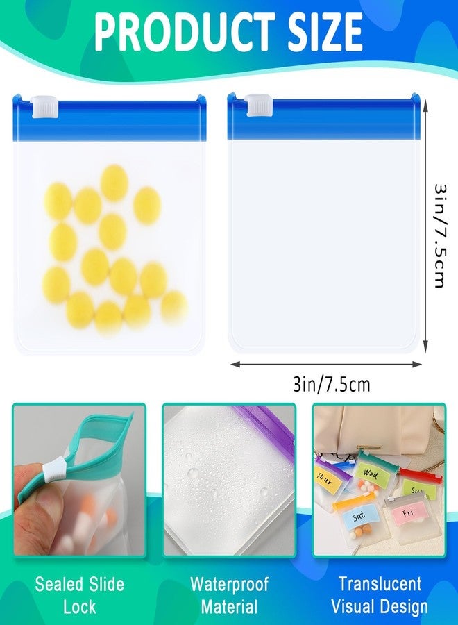 MARFOREVER 47 Pcs Pill Pouch Small Pill Bags Reusable Medicine Organizer Travel Pill Container Storage Pill Case 35 Plastic Medicine Bags 10 Sheets Labels 1 Large Bag and A Marker - Image 2